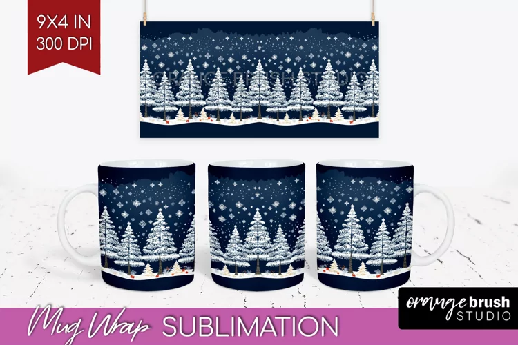 Nordic Christmas Mug Wrap - Winter 15 oz Mug Sublimation