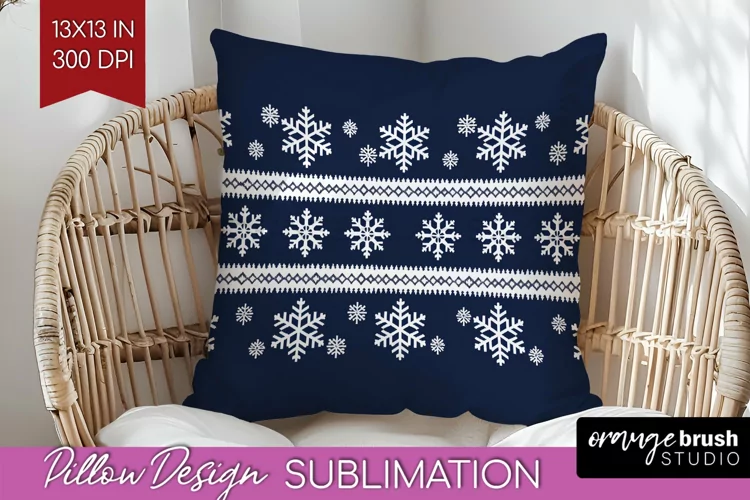 Nordic Christmas Pillow Sublimation - Winter Pillow Cover