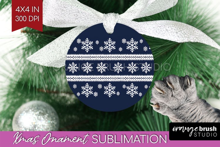 Nordic Christmas Ornament PNG - Winter Pattern Sublimation example image 1