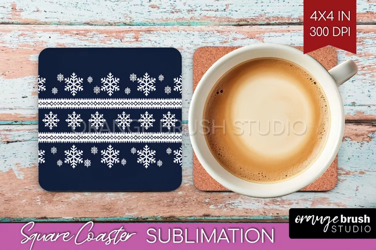 Nordic Christmas Square Coaster - Winter Coaster Sublimation