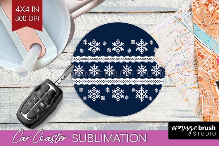 Nordic Christmas Car Coaster - Winter Coaster Sublimatoin