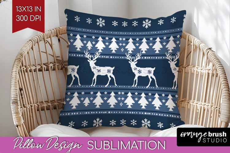 Nordic Christmas Pillow Sublimation - Winter Pillow Cover example image 1