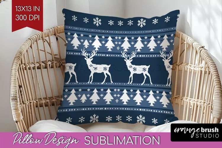 Nordic Christmas Pillow Sublimation - Winter Pillow Cover