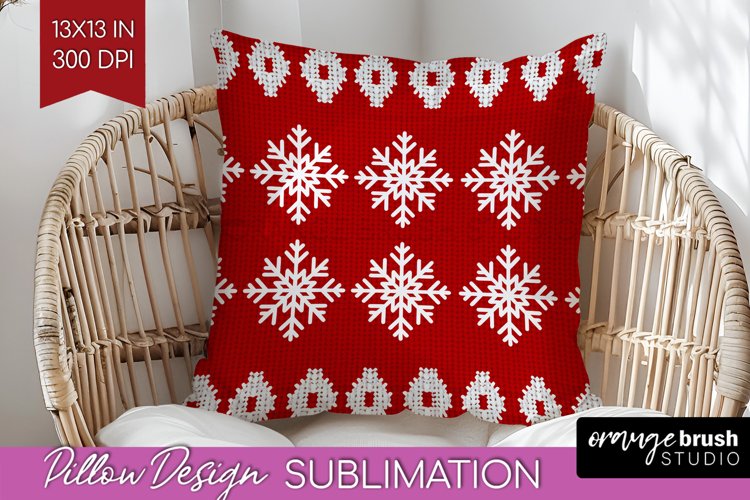 Nordic Christmas Pillow Sublimation - Winter Pillow Cover example image 1