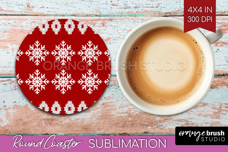 Nordic Christmas Round Coaster - Winter Coaster Sublimation