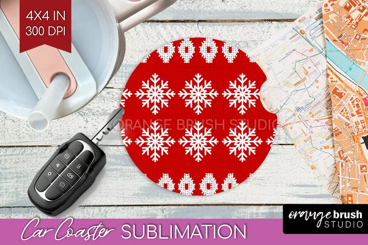 Nordic Christmas Car Coaster - Winter Coaster Sublimatoin