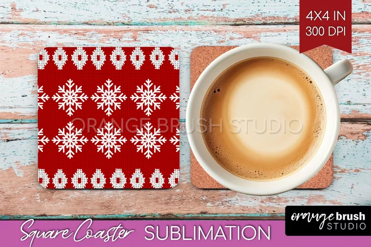 Nordic Christmas Square Coaster - Winter Coaster Sublimation