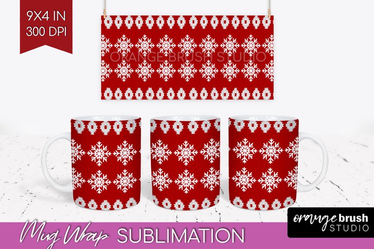 Nordic Christmas Mug Wrap - Winter 15 oz Mug Sublimation example image 1