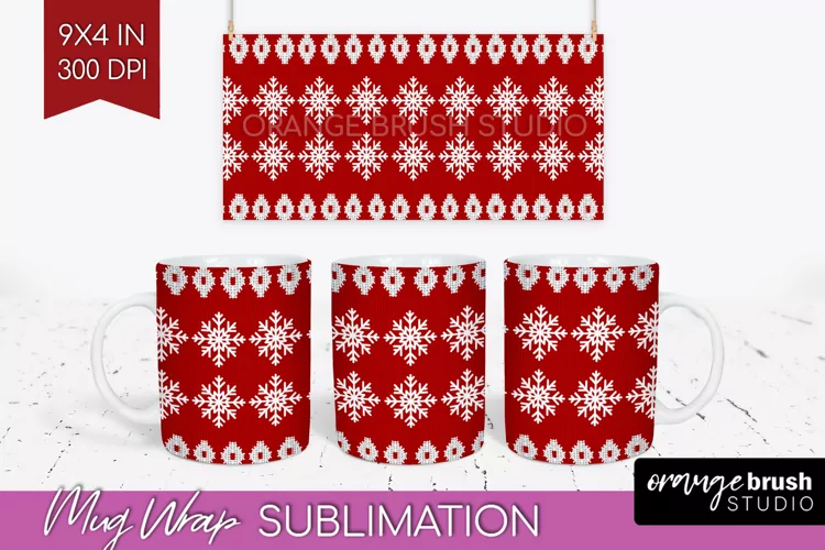 Nordic Christmas Mug Wrap - Winter 15 oz Mug Sublimation