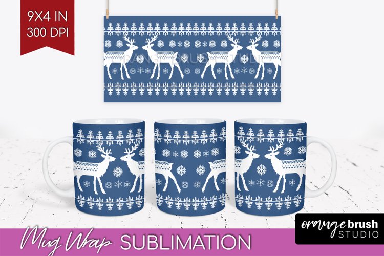 Nordic Christmas Mug Wrap - Winter 15 oz Mug Sublimation example image 1