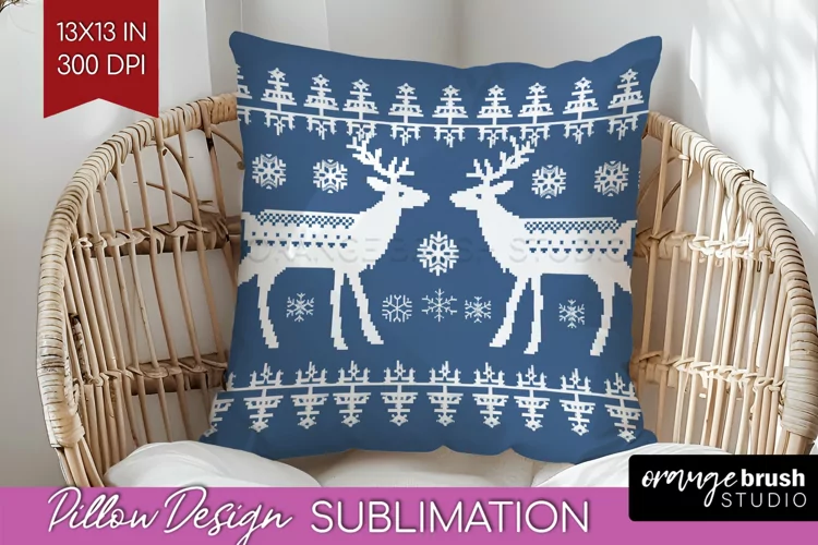 Nordic Christmas Pillow Sublimation - Winter Pillow Cover