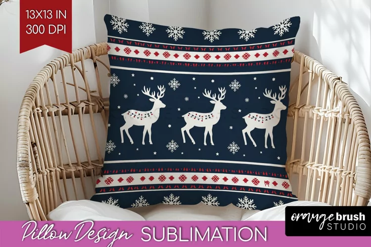 Nordic Christmas Pillow Sublimation - Winter Pillow Cover