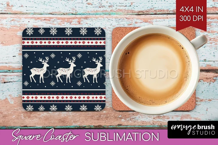 Nordic Christmas Square Coaster - Winter Coaster Sublimation