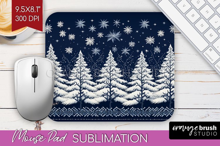 Nordic Christmas Mouse Pad Sublimation - Winter Mousepad PNG example image 1