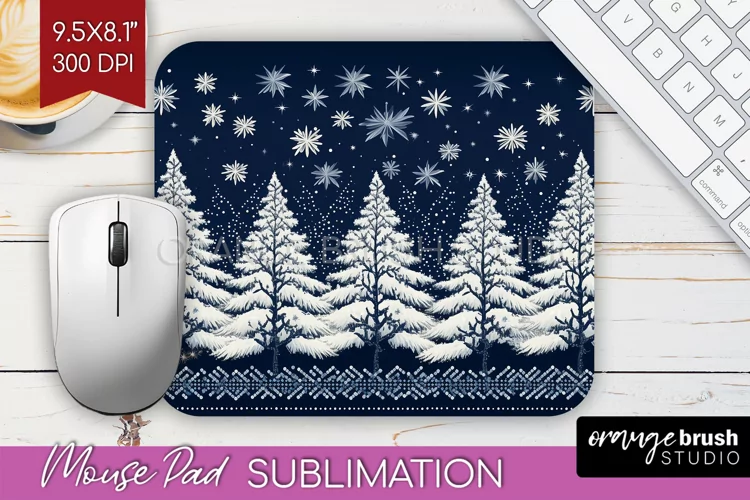 Nordic Christmas Mouse Pad Sublimation - Winter Mousepad PNG