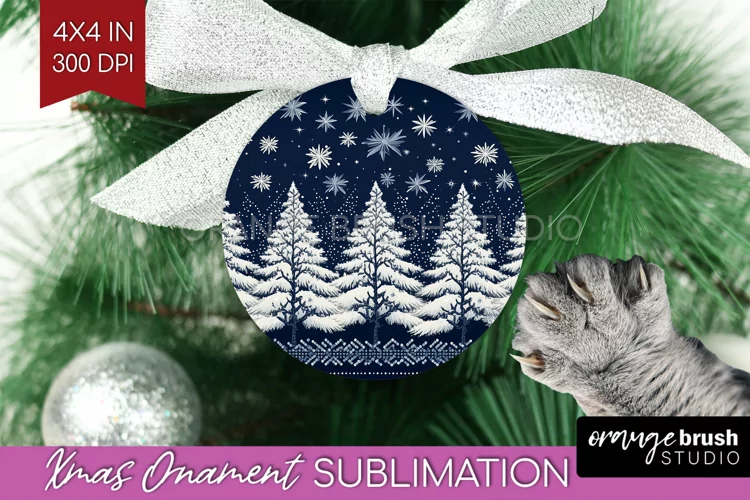 Nordic Christmas Ornament PNG - Winter Pattern Sublimation