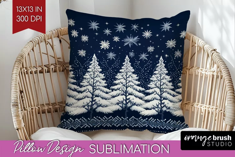 Nordic Christmas Pillow Sublimation - Winter Pillow Cover