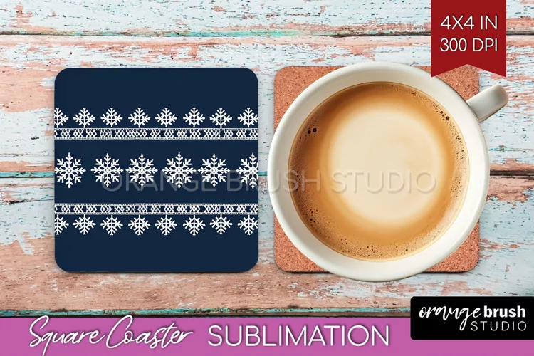 Nordic Christmas Square Coaster - Winter Coaster Sublimation