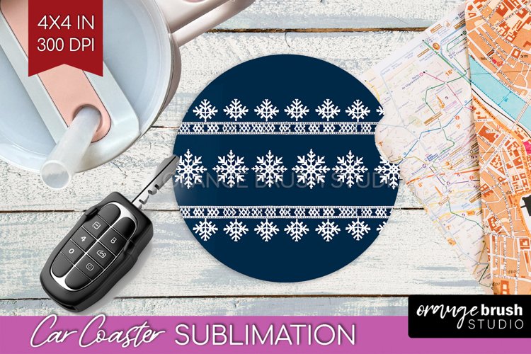 Nordic Christmas Car Coaster - Winter Coaster Sublimatoin