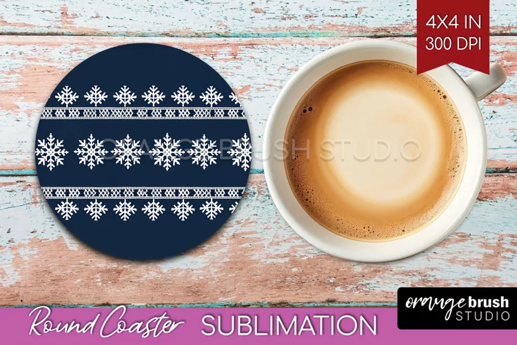 Nordic Christmas Round Coaster - Winter Coaster Sublimation