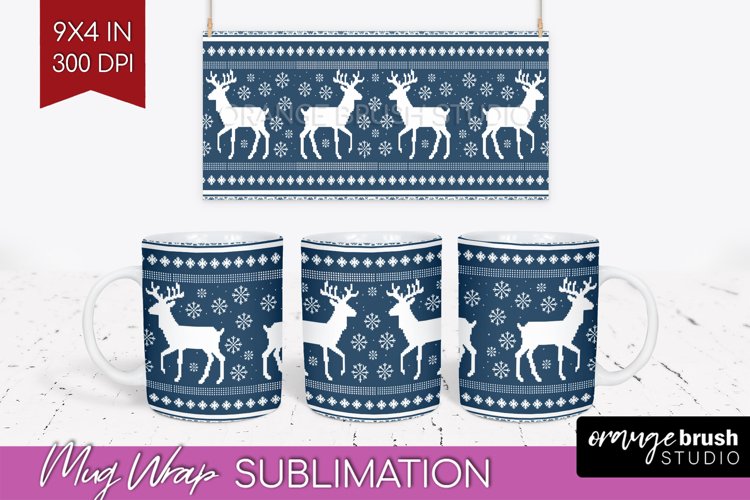 Nordic Christmas Mug Wrap - Winter 15 oz Mug Sublimation