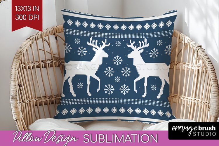Nordic Christmas Pillow Sublimation - Winter Pillow Cover example image 1