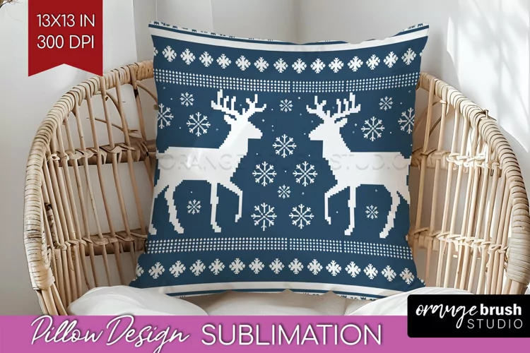 Nordic Christmas Pillow Sublimation - Winter Pillow Cover
