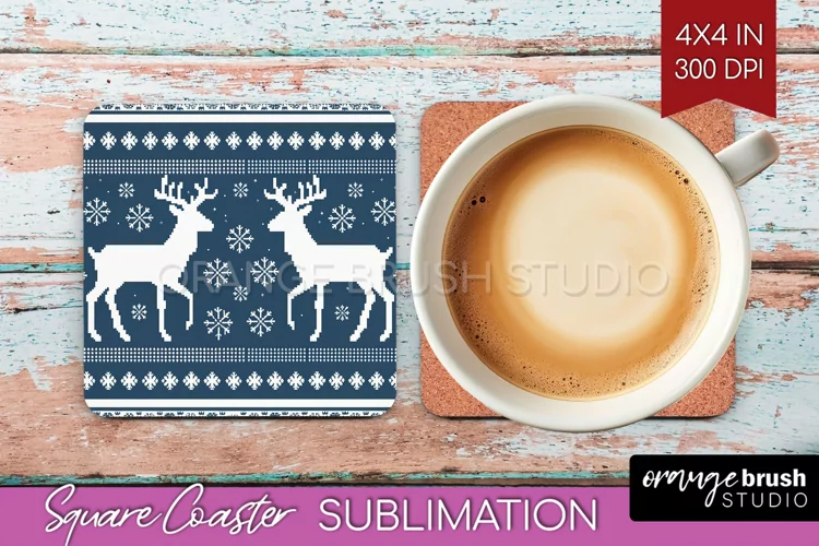Nordic Christmas Square Coaster - Winter Coaster Sublimation
