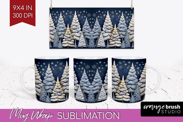 Nordic Christmas Mug Wrap - Winter 15 oz Mug Sublimation