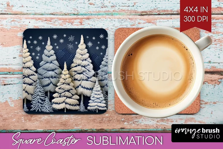 Nordic Christmas Square Coaster - Winter Coaster Sublimation