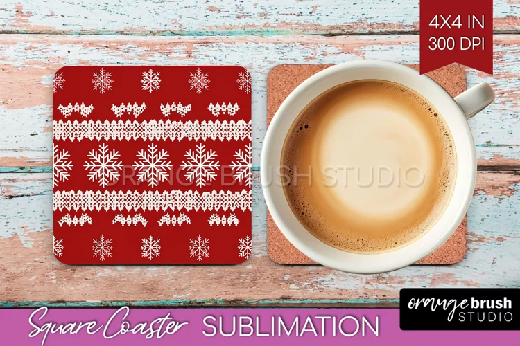 Nordic Christmas Square Coaster - Winter Coaster Sublimation