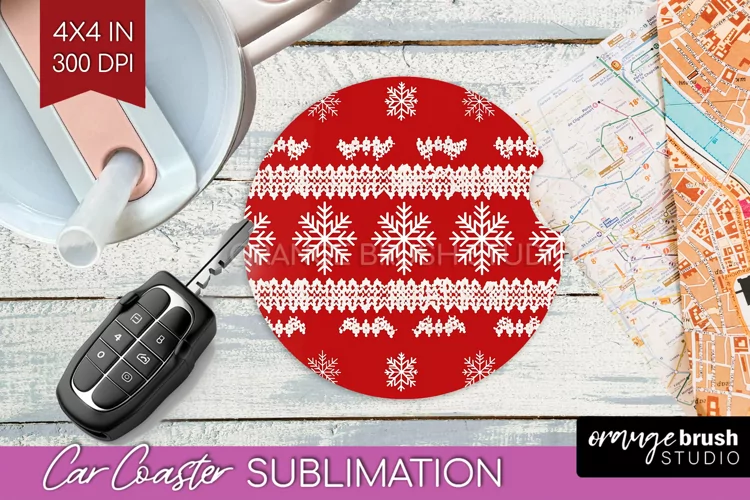 Nordic Christmas Car Coaster - Winter Coaster Sublimatoin