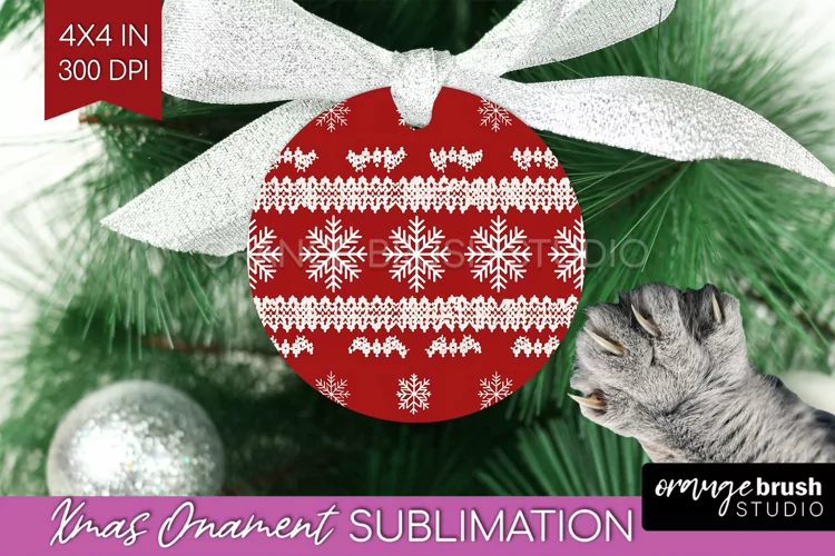Nordic Christmas Ornament PNG - Winter Pattern Sublimation