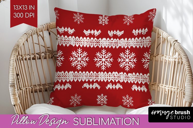 Nordic Christmas Pillow Sublimation - Winter Pillow Cover
