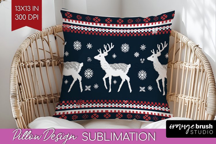 Nordic Christmas Pillow Sublimation - Winter Pillow Cover example image 1