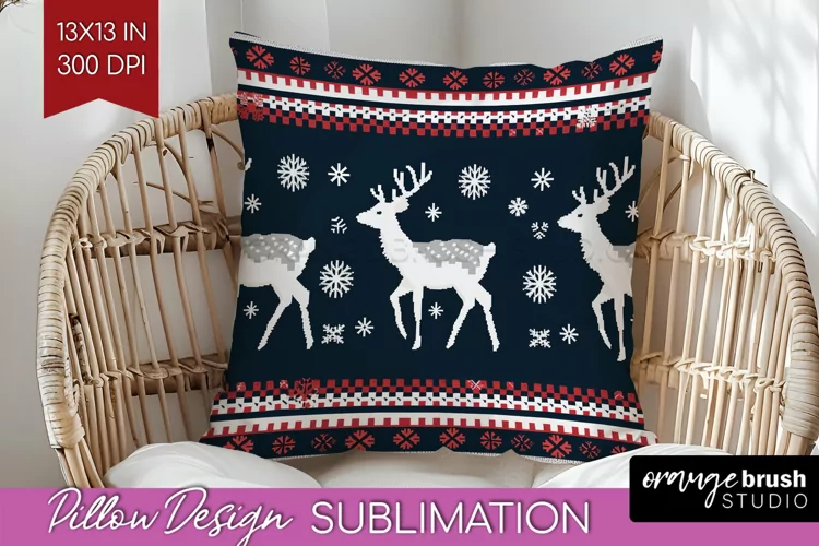 Nordic Christmas Pillow Sublimation - Winter Pillow Cover