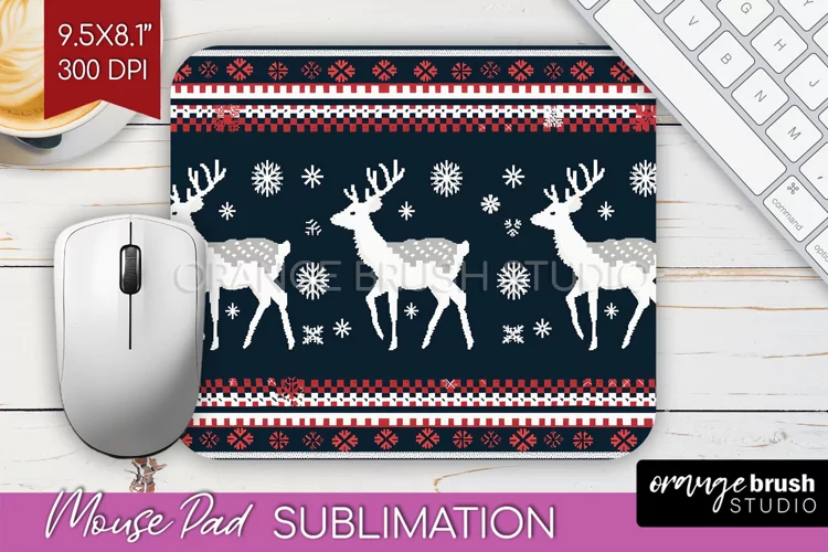 Nordic Christmas Mouse Pad Sublimation - Winter Mousepad PNG
