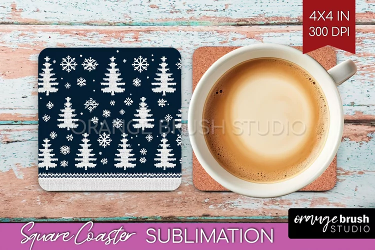 Nordic Christmas Square Coaster - Winter Coaster Sublimation