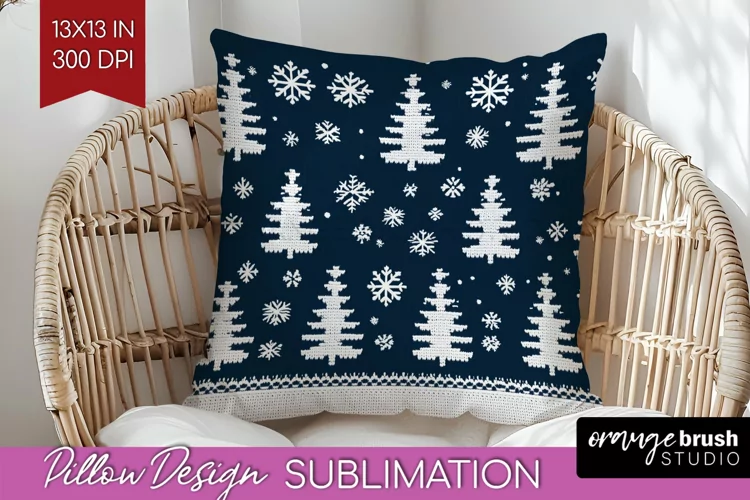 Nordic Christmas Pillow Sublimation - Winter Pillow Cover