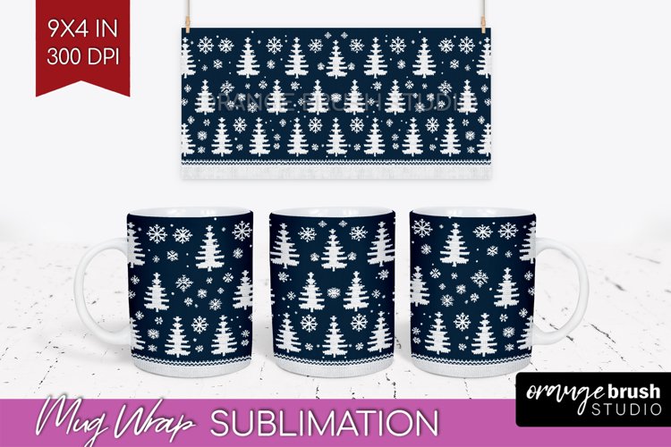 Nordic Christmas Mug Wrap - Winter 15 oz Mug Sublimation example image 1