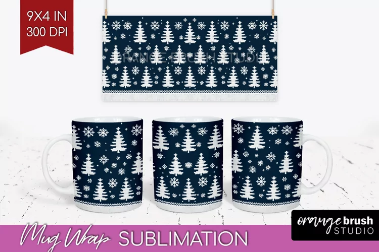 Nordic Christmas Mug Wrap - Winter 15 oz Mug Sublimation