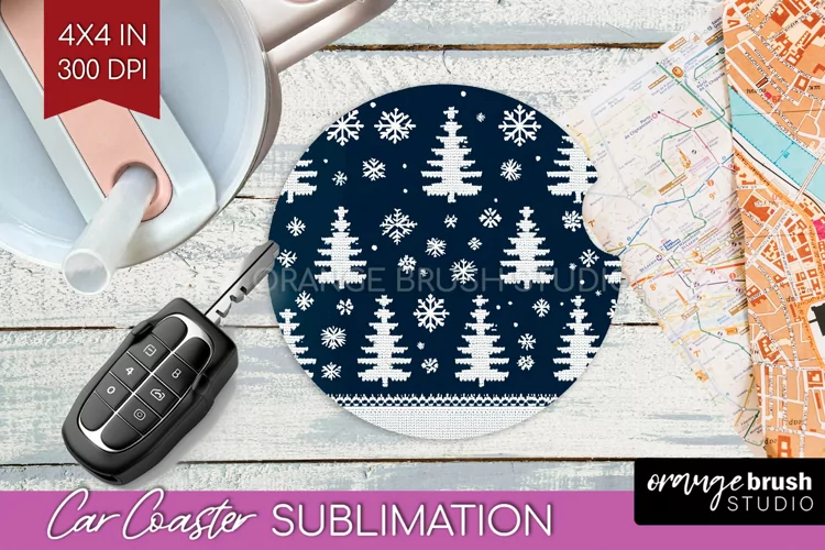 Nordic Christmas Car Coaster - Winter Coaster Sublimatoin