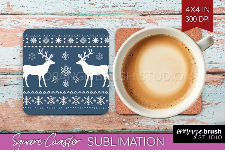 Nordic Christmas Square Coaster - Winter Coaster Sublimation