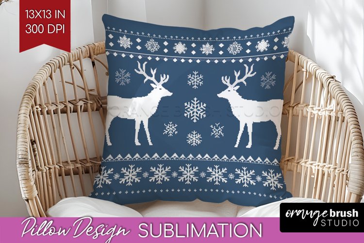 Nordic Christmas Pillow Sublimation - Winter Pillow Cover example image 1