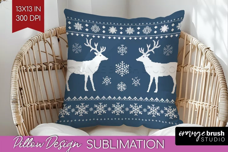 Nordic Christmas Pillow Sublimation - Winter Pillow Cover