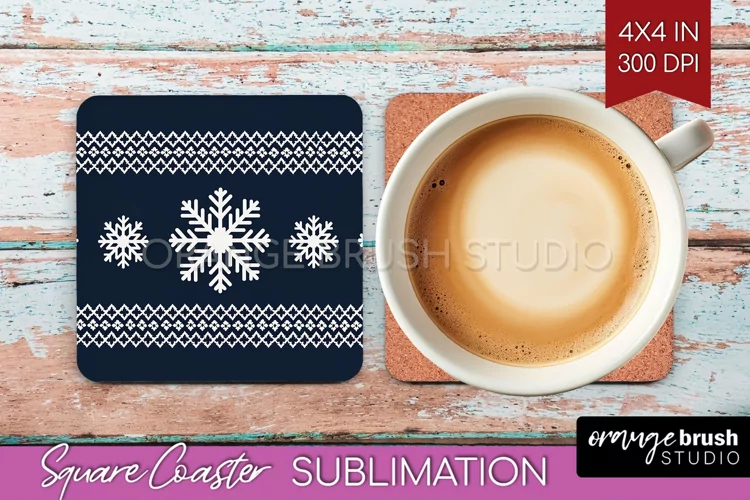 Nordic Christmas Square Coaster - Winter Coaster Sublimation
