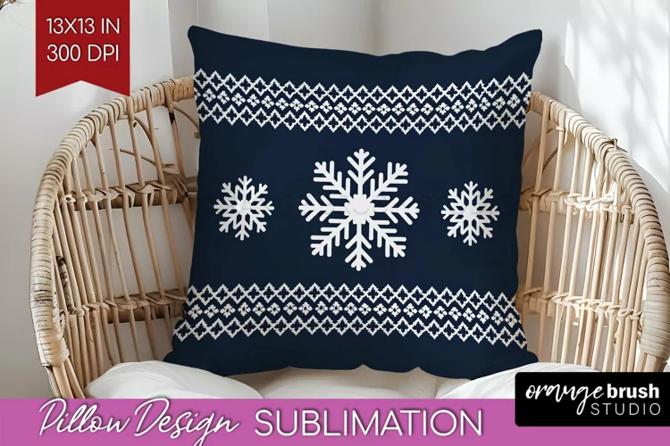 Nordic Christmas Pillow Sublimation - Winter Pillow Cover