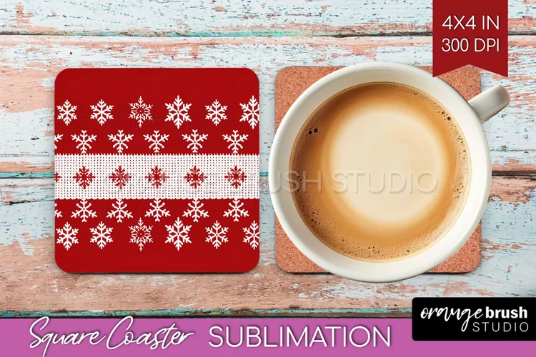 Nordic Christmas Square Coaster - Winter Coaster Sublimation