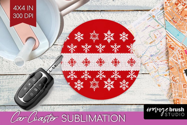 Nordic Christmas Car Coaster - Winter Coaster Sublimatoin