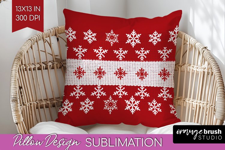 Nordic Christmas Pillow Sublimation - Winter Pillow Cover example image 1